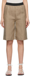 Loulou Studio Taupe Linen Banggi Shorts - Short de Loulou Studio Taupe Linge Banggi - Loulou Studio Taupe Linen Banggi 반바지