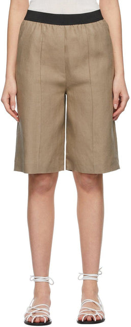 Loulou Studio Taupe Linen Banggi Shorts - Short de Loulou Studio Taupe Linge Banggi - Loulou Studio Taupe Linen Banggi 반바지