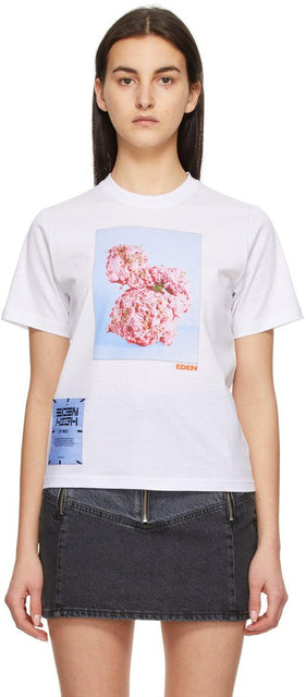 MCQ White Fascinated Flowers T-Shirt - T-shirt de fleurs fascinées par MCQ - MCQ 화이트 매력적인 꽃 티셔츠