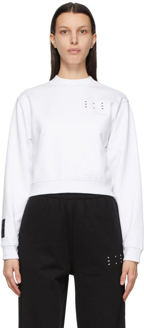 MCQ White Jack Branded Cropped Sweatshirt - Sweat-shirt recadré blanc de marque MCQ - MCQ 화이트 잭 브랜드 자른 셔츠 브랜드