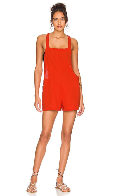MIKOH Mekia Romper in Red MIKOH MEKIA RAIPER EN ROUGE Mikoh Mekia Romper红色