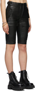 MISBHV Black Vegan Leather Moto Shorts