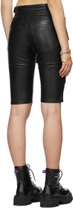 MISBHV Black Vegan Leather Moto Shorts