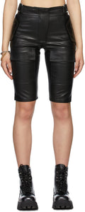 MISBHV Black Vegan Leather Moto Shorts - MISBHV NOIR VEGAN CUIR MOTO Short - MISBHV 검은 채식주의 자의 가죽 모토 반바지