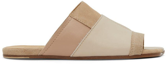 MM6 Maison Margiela Beige Patchwork Flat Sandals - MM6 MAISON MARGIELA BEIGE PATCHWORK Sandales plates - MM6 Maison Margiela 베이지 패치 워크 플랫 샌들
