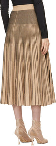 MM6 Maison Margiela Beige Pleated Logo Skirt
