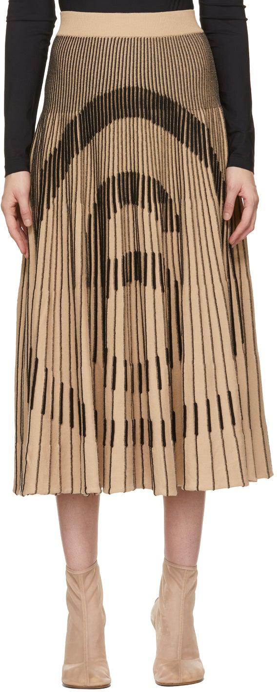 MM6 Maison Margiela Beige Pleated Logo Skirt – BlackSkinny