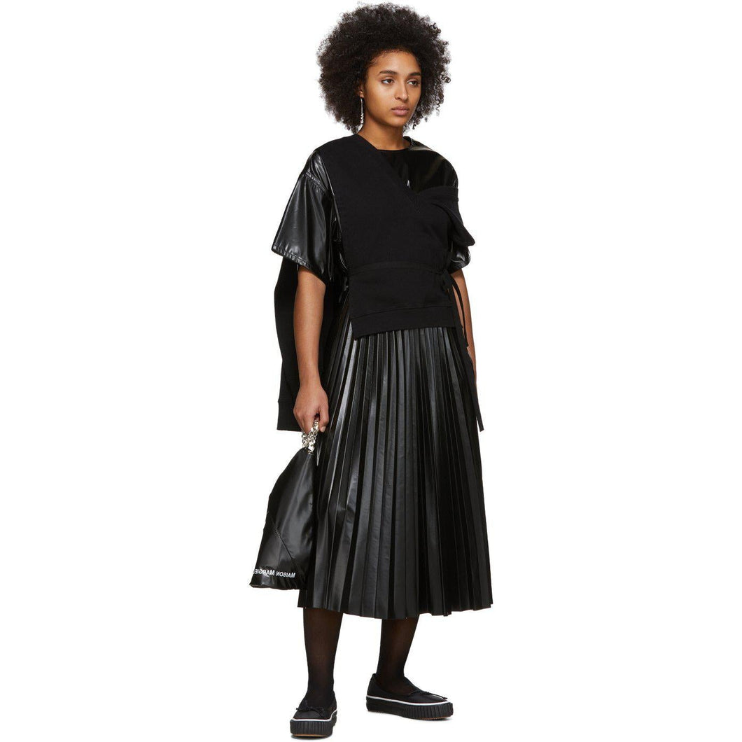 MM6 Maison Margiela Black Coated Zipped Blouse - MM6 MAISON MARGIELA Blouse zippé enrobé noir - MM6 Maison Margiela Black 코팅 압축 블라우스