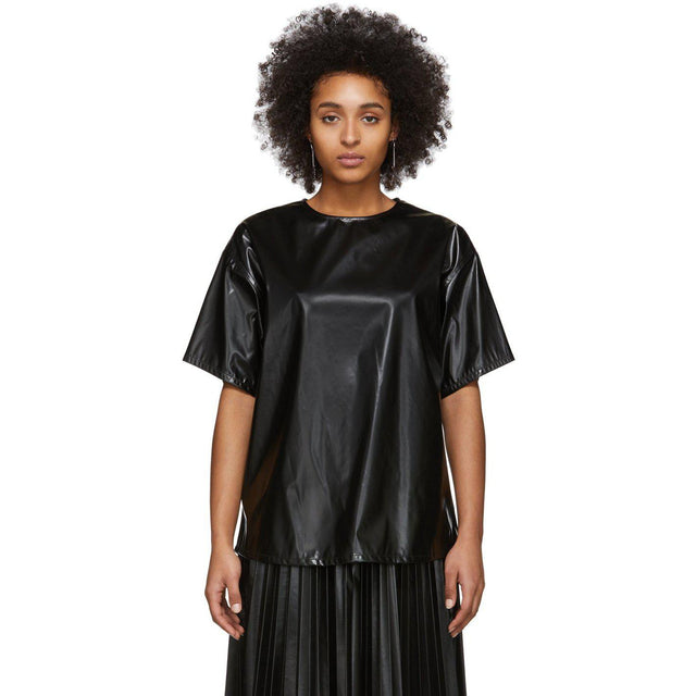 MM6 Maison Margiela Black Coated Zipped Blouse