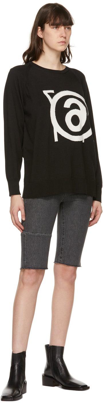 MM6 Maison Margiela Black Denim Paneled Shorts