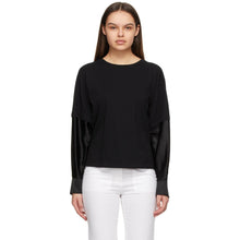 MM6 Maison Margiela Black Double Layer Long Sleeve T-Shirt - MM6 MAISON MARGIELA T-shirt à manches longues à double couche noire - MM6 Maison Margiela 블랙 더블 레이어 긴 소매 티셔츠