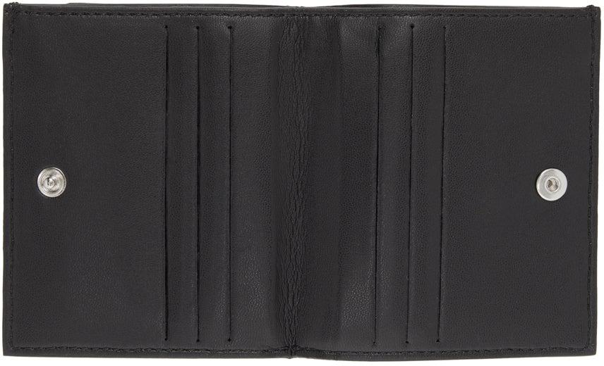 MM6 Maison Margiela Black Faux-Leather Logo Trifold Wallet