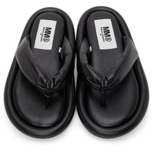 MM6 Maison Margiela Black Faux-Leather Padded Sandals