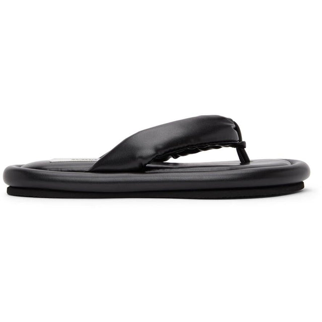 MM6 Maison Margiela Black Faux-Leather Padded Sandals - MM6 MAISON MARGIELA Sandales rembourrées en simili cuir noir - MM6 Maison Margiela Black Faux-Leather 패딩 샌들