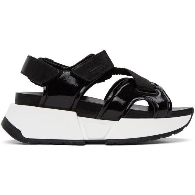 MM6 Maison Margiela Black Multi Strap Sandals - MM6 MAISON MARGIELA NOIR STANDES SANCHES SANCHES - MM6 Maison Margiela 블랙 멀티 스트랩 샌들