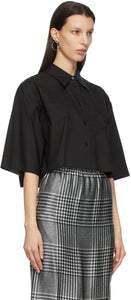 MM6 Maison Margiela Black Poplin Cropped Short Sleeve Shirt