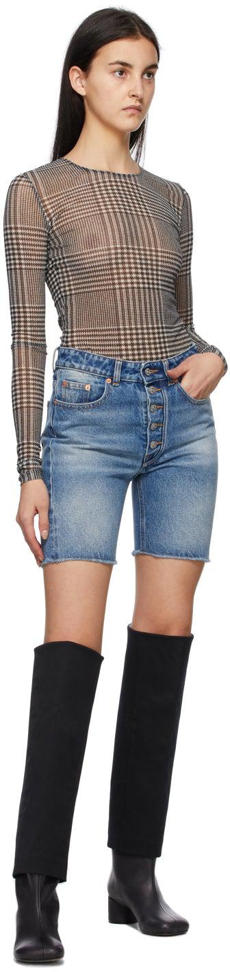MM6 Maison Margiela Blue Denim Contrast Shorts