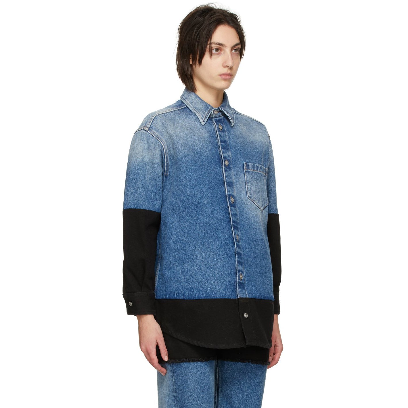 MM6 Maison Margiela Blue Denim Spliced Sleeve Jacket – BlackSkinny