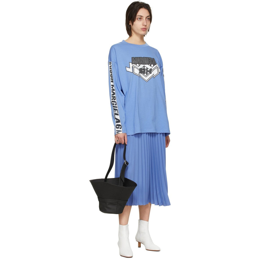 MM6 Maison Margiela Blue Motocross Long Sleeve T-Shirt