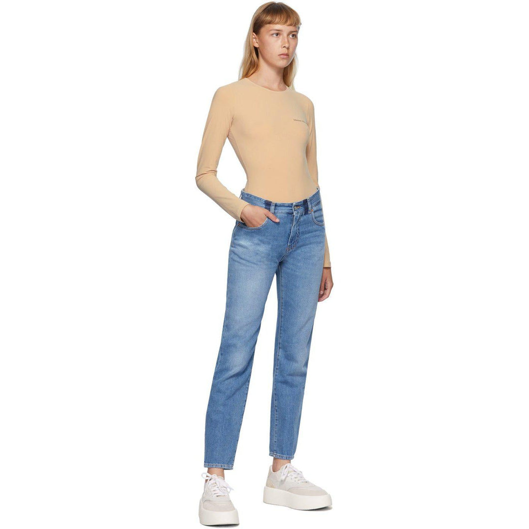 MM6 Maison Margiela Blue Straight-Leg Jeans - MM6 MAISON MARGIELA JEAN JEU DROITE BLUELLE - MM6 Maison Margiela 블루 스트레이트 다리 청바지