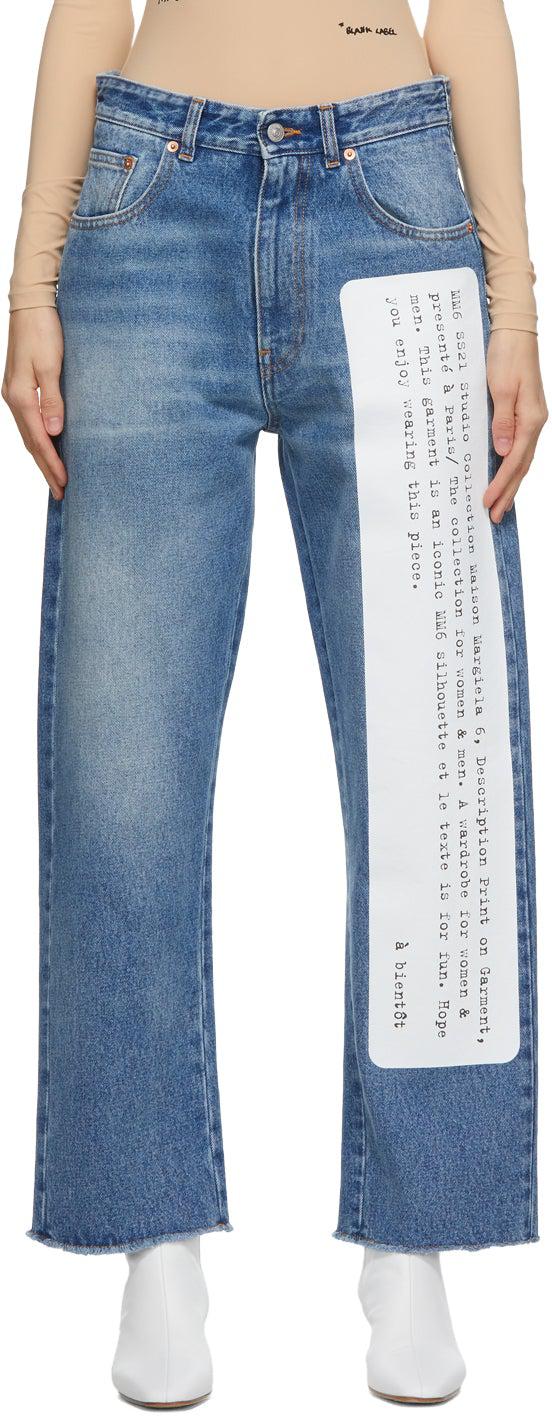 MM6 Maison Margiela Blue Text Graphic Jeans – BlackSkinny