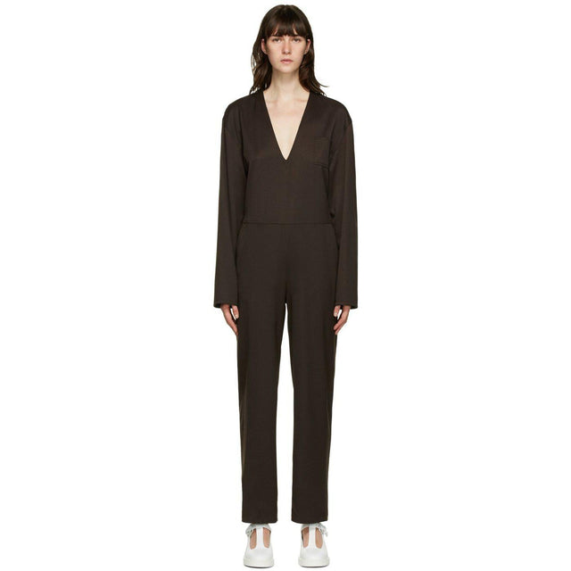 MM6 Maison Margiela Brown V-Neck Jumpsuit