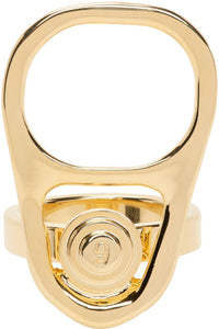 MM6 Maison Margiela Gold Can Tab Ring - MM6 MAISON MARGIELA GOLD CanE TAB - MM6 Maison Margiela Gold Can Tab Ring.