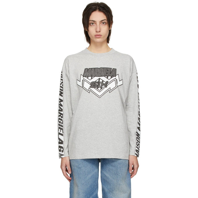 MM6 Maison Margiela Grey Motocross Long Sleeve T-Shirt - T-shirt à manches longues à manches longues MM6 MAISON MARGIELA - MM6 Maison Margiela 그레이 Motocross Long Sleeve T 셔츠