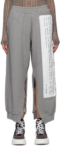 MM6 Maison Margiela Grey Text Graphic Split Lounge Pants - MM6 MAISON MARGIELA TEXTE GRIS GRAPHIQUE Pantalon Split Split Lounge - MM6 Maison Margiela 그레이 텍스트 그래픽 분할 라운지 바지