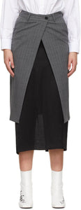 MM6 Maison Margiela Grey Transformative Layer Skirt - Jupe de couche de transformation gris gris mm6 MAISON MARGIELA - MM6 Maison Margiela 그레이 변형 층 스커트