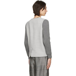 MM6 Maison Margiela Grey Wool Blazer V-Neck Sweater