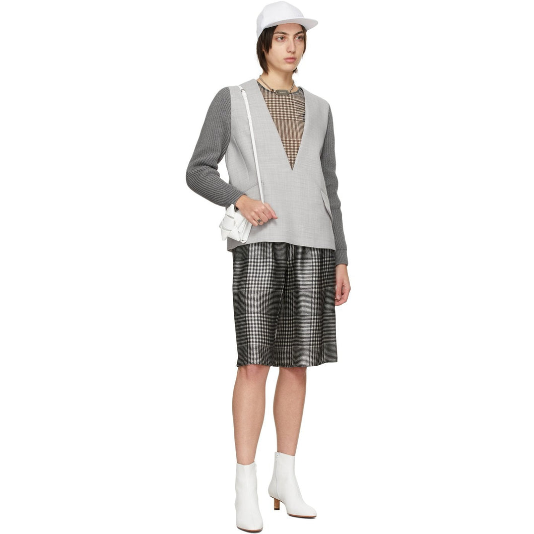 MM6 Maison Margiela Grey Wool Blazer V-Neck Sweater