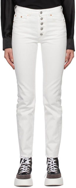 MM6 Maison Margiela Off-White Denim Jeans - MM6 MAISON MARGIELA Jeans en denim blanc blanc - MM6 Maison Margiela Off-White Denim 청바지