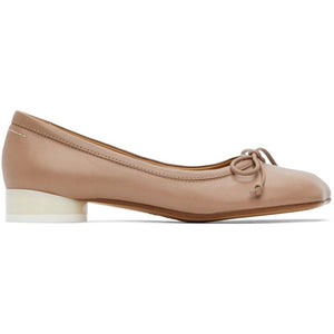 MM6 Maison Margiela Pink Leather Ballerina Flats - MM6 MAISON MARGIELA Cuir Rose Ballerina Appartements - MM6 Maison Margiela 핑크 가죽 발레리나 아파트