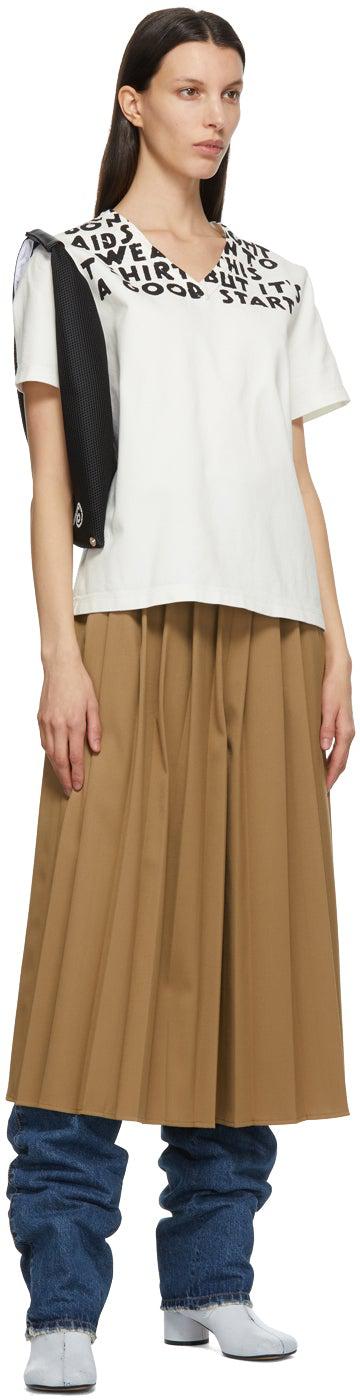 MM6 Maison Margiela White AIDES France Edition Charity V-Neck T-Shirt