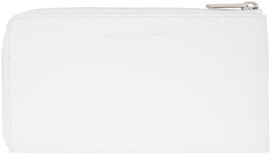 MM6 Maison Margiela White Faux-Leather Logo Zip Wallet