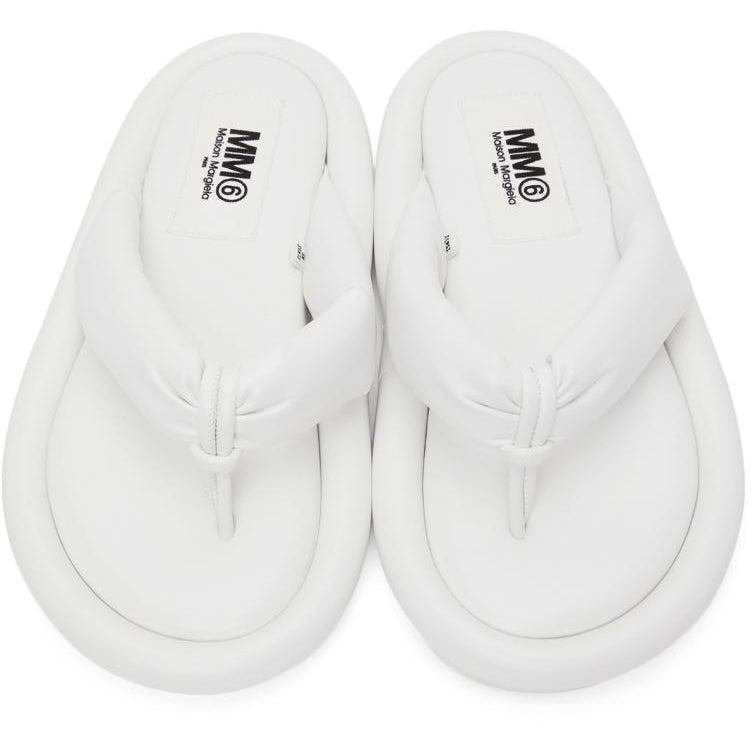 MM6 Maison Margiela White Faux-Leather Padded Sandals