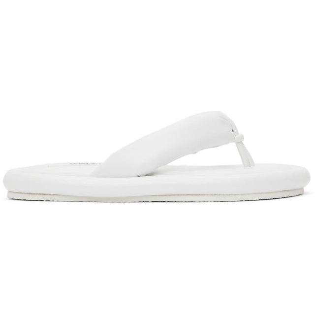 MM6 Maison Margiela White Faux-Leather Padded Sandals - MM6 MAISON MARGIELA Sandales rembourrées en similicuir en faux cuir blanc - MM6 Maison Margiela 화이트 가짜 가죽 패딩 샌들