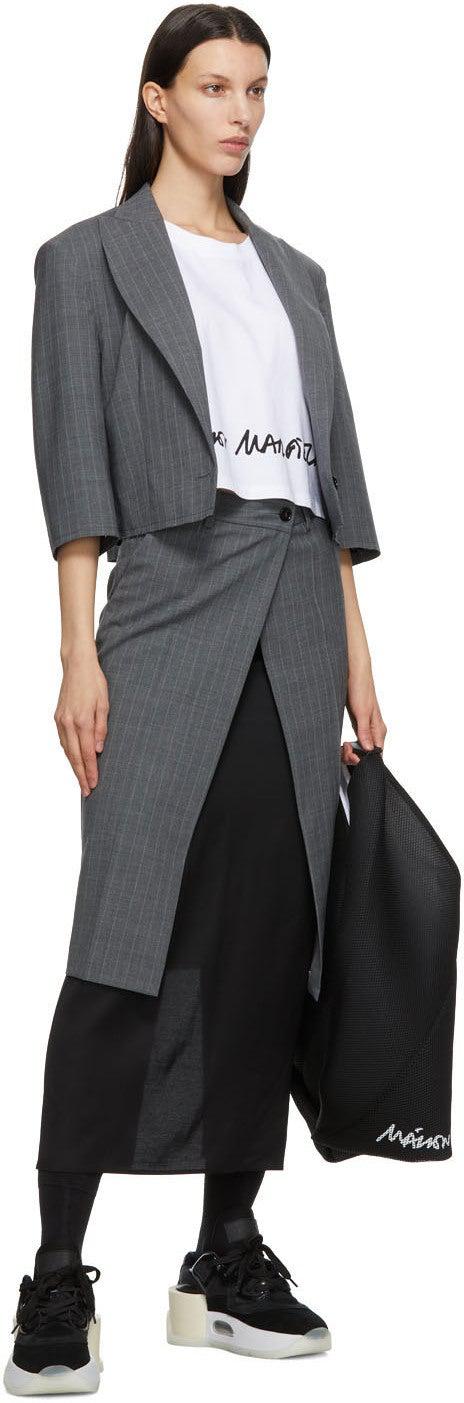 MM6 Maison Margiela White Logo Cropped T-Shirt