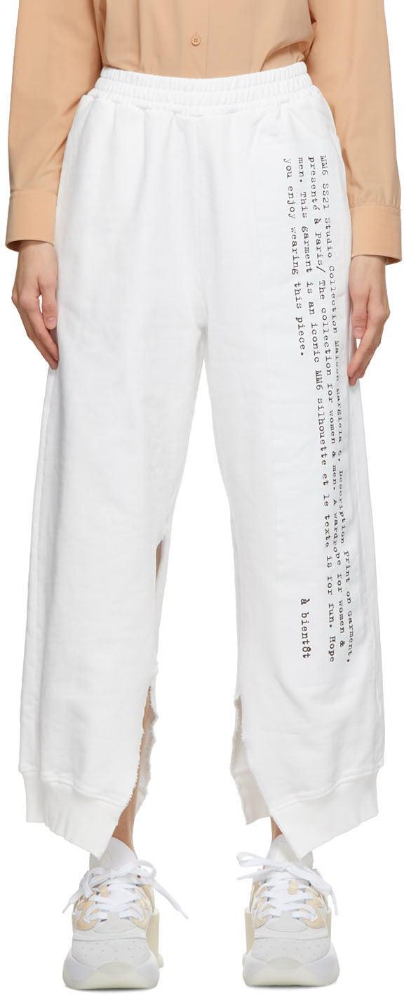 MM6 Maison Margiela Kids logo-print cotton trousers - White