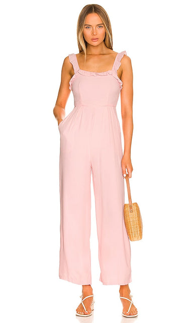 MORE TO COME Victoria Ruffle Jumpsuit in Pink Plus à venir Victoria Ruffle Suit en rose 粉红色的维多利亚荷叶边连身裤还有更多