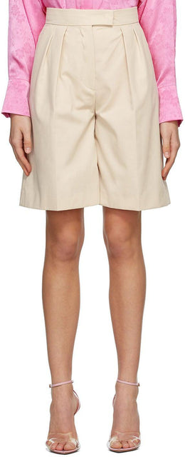 MSGM Beige Bermuda Shorts - MSGM Beige Bermuda Shorts - MSGM 베이지 버뮤다 반바지