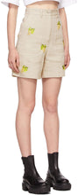 MSGM Beige Embroidered Shorts