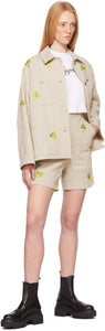MSGM Beige Embroidered Shorts