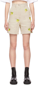 MSGM Beige Embroidered Shorts - Msgm Beige Brodé Shorts - MSGM 베이지 수 놓은 반바지