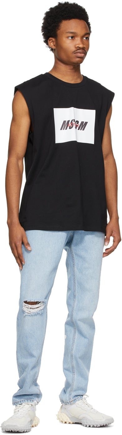 MSGM Black Active Logo T-Shirt