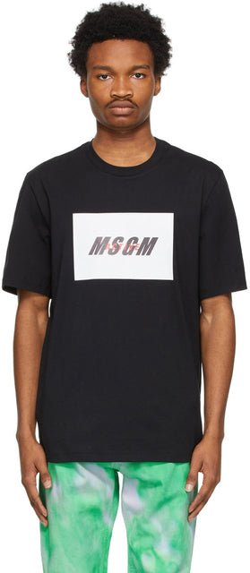 MSGM Black Active Logo T-Shirt - T-shirt logo actif noir msgm - MSGM 블랙 액티브 로고 티셔츠