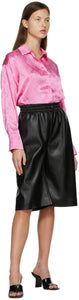 MSGM Black Artificial Leather Bermuda Shorts