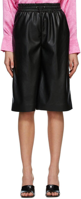 MSGM Black Artificial Leather Bermuda Shorts - MSGM shorts de bermudes en cuir artificiel noir - MSGM 블랙 인조 가죽 버뮤다 반바지
