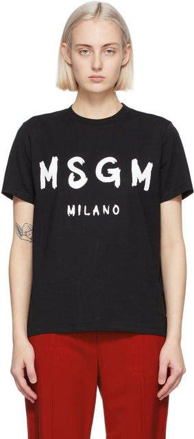 MSGM Black Artist Logo T-Shirt - T-shirt logo artiste noir msgm - MSGM 흑인 아티스트 로고 티셔츠